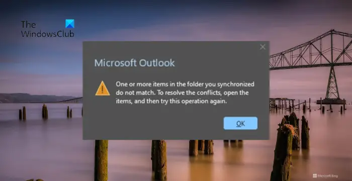 同步文件夹中的一个或多个项目与Outlook错误不匹配