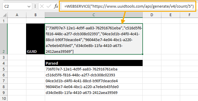 在microsoft Excel中生成guid的5种方法