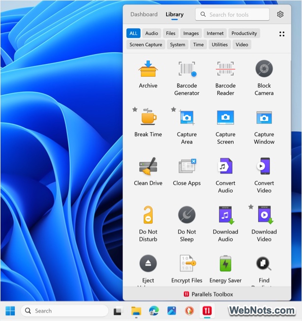 Windows 11 中的 Parallels Toolbox 工具