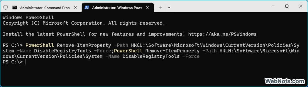 从 PowerShell 启用注册表