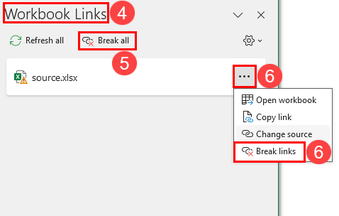 断开工作簿链接的链接