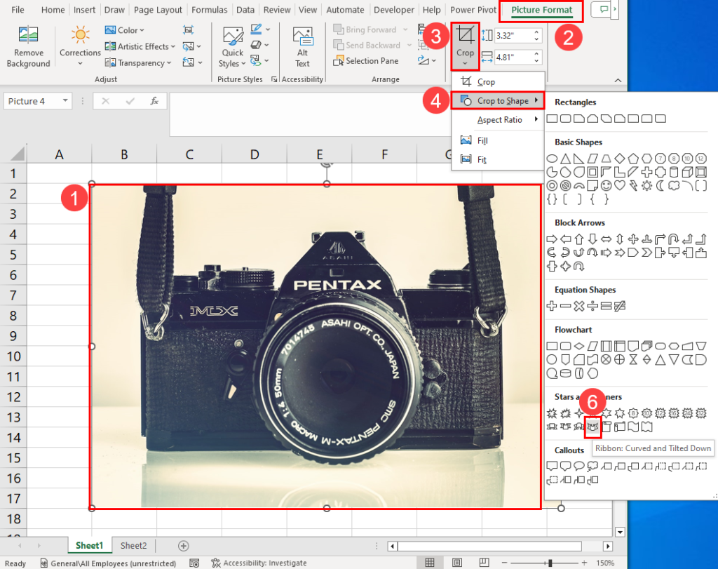 Crop the image to shape it into a ribbon shape