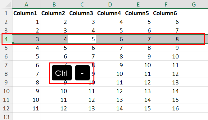 Ctrl - 删除行