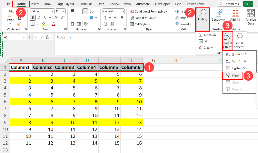 Excel 筛选