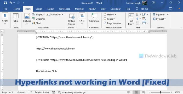 Fix hyperlinks not working in Word